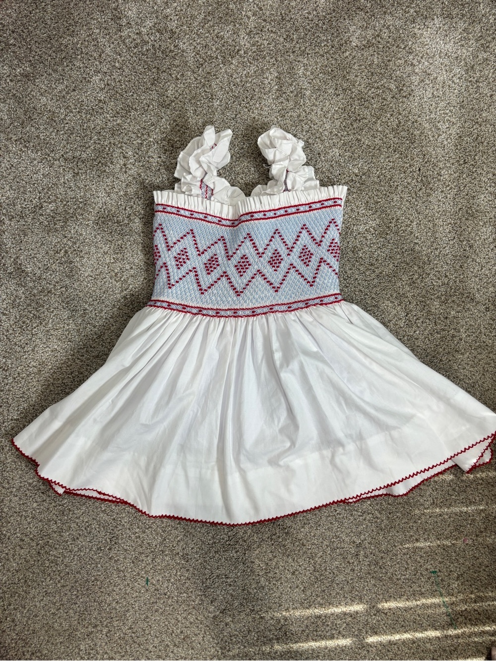 Sweet Honey 2T Red, White, and Blue Smocked Sundress Summer Embroidered